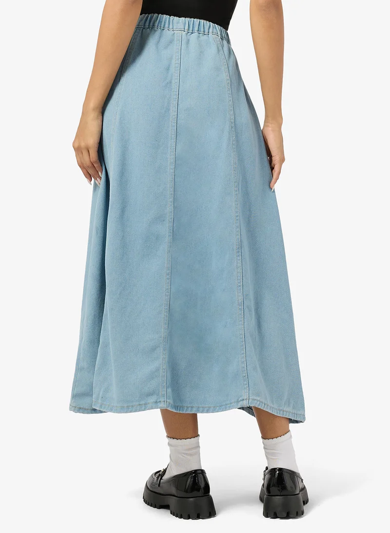 جينجر Denim A Line Midi Skirt
